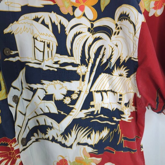 Vintage Campta Hawaiian Shirt Medium Red Blue - Picture 5 of 7